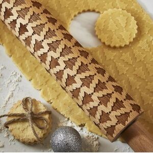 Ciroa Rolling Pin Christmas Tree Wood Etched